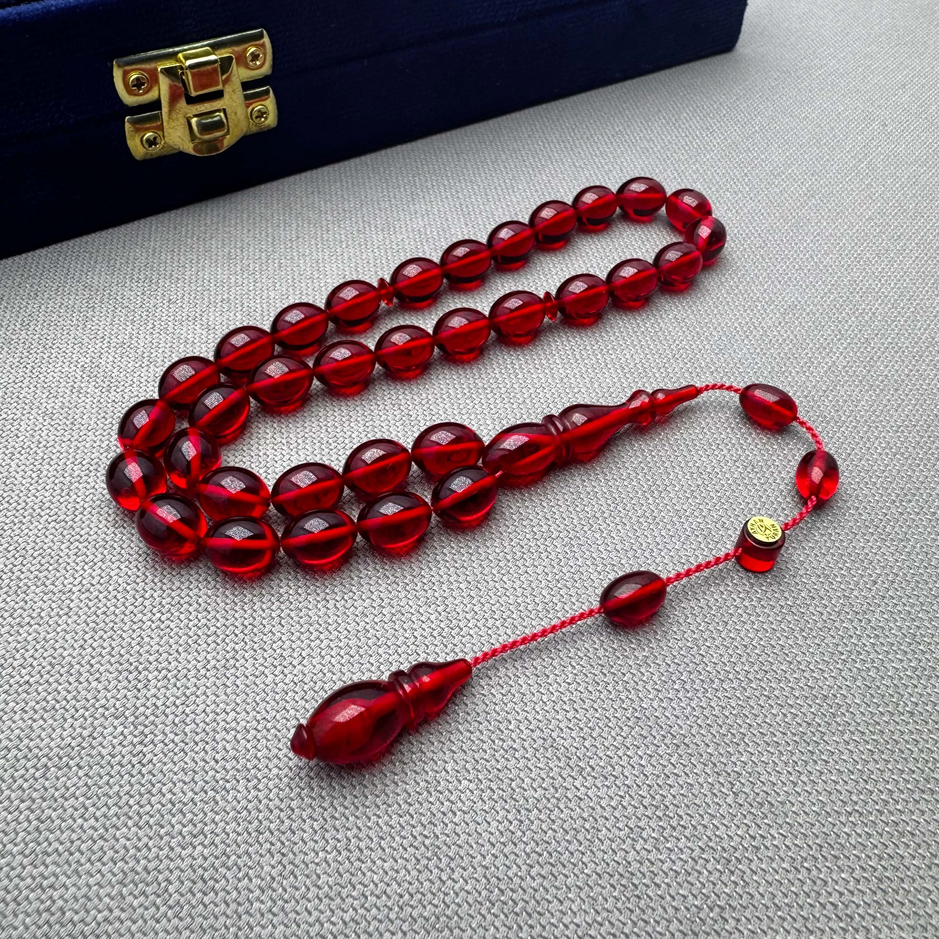 Ayhan TURAN Usta İşçilikli Kırmızı Özel Döküm Ateş Kehribar Tespih